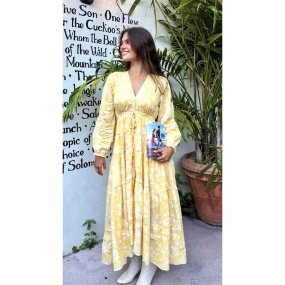 FREE PEOPLE Pappiet Midi Dress in Sunshine Combo Size X-Small - Image 2