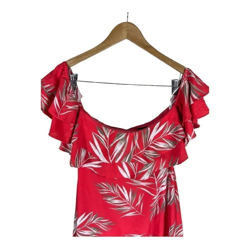 Lulus Be-Leaf The Hype Coral Pink Off-the-Shoulder Mini Dress - Image 4