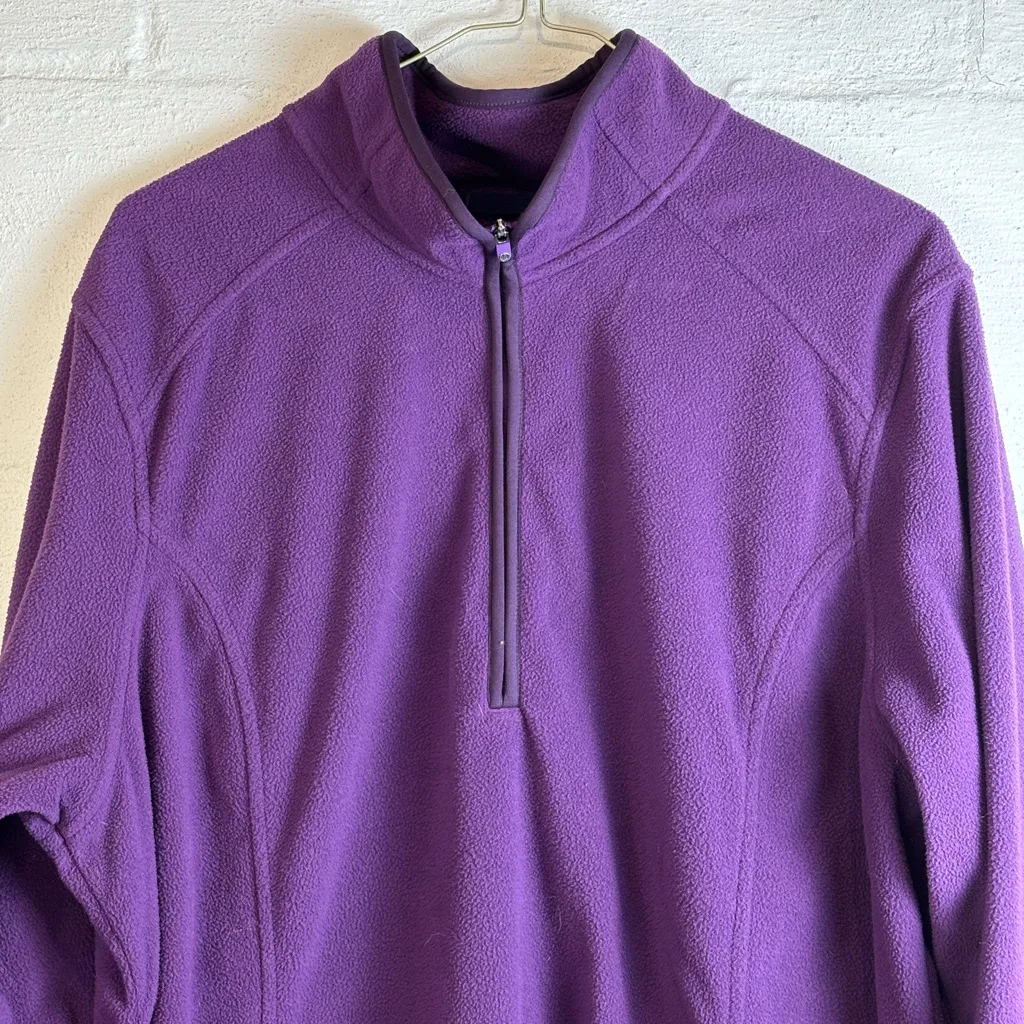 Lands’ End Woman’s Plus Size Purple Fleece Quarter Zip Pullover Sz 1X (16W-18W) - Image 2