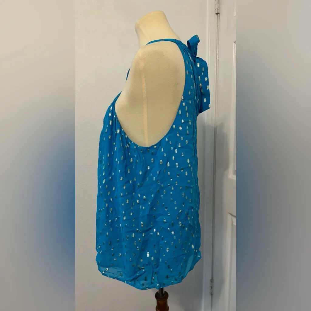 LILLY PULITZER Rori Halter Top Cumulus Blue Metallic Dressy Preppy NWT XL *FLAW - Image 2