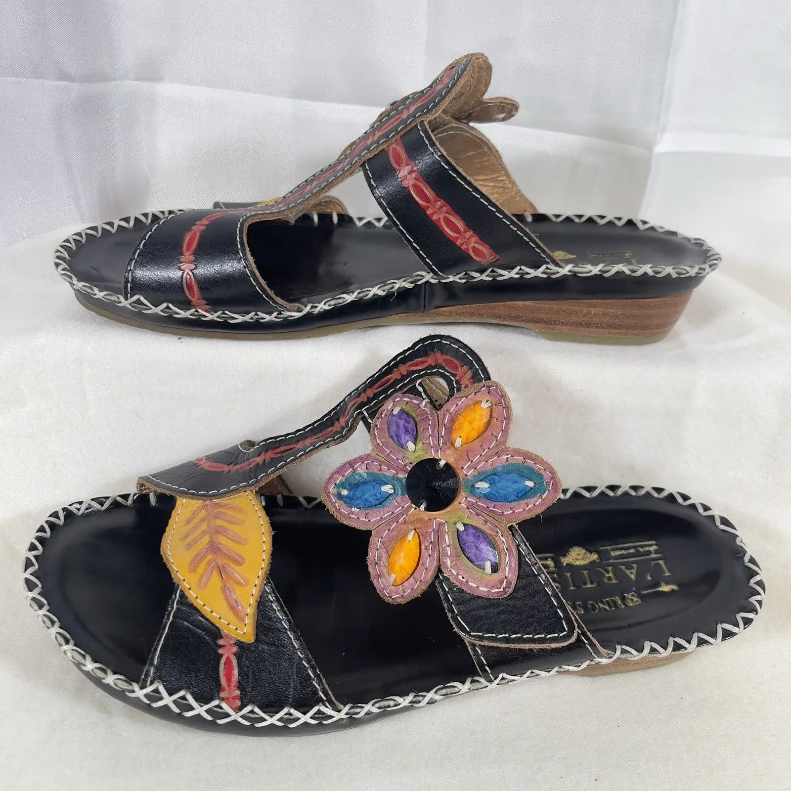 L'artiste Spring Step Cosima Black Multicolor Floral Slide Sandal Women's 36 5.5 - Image 3