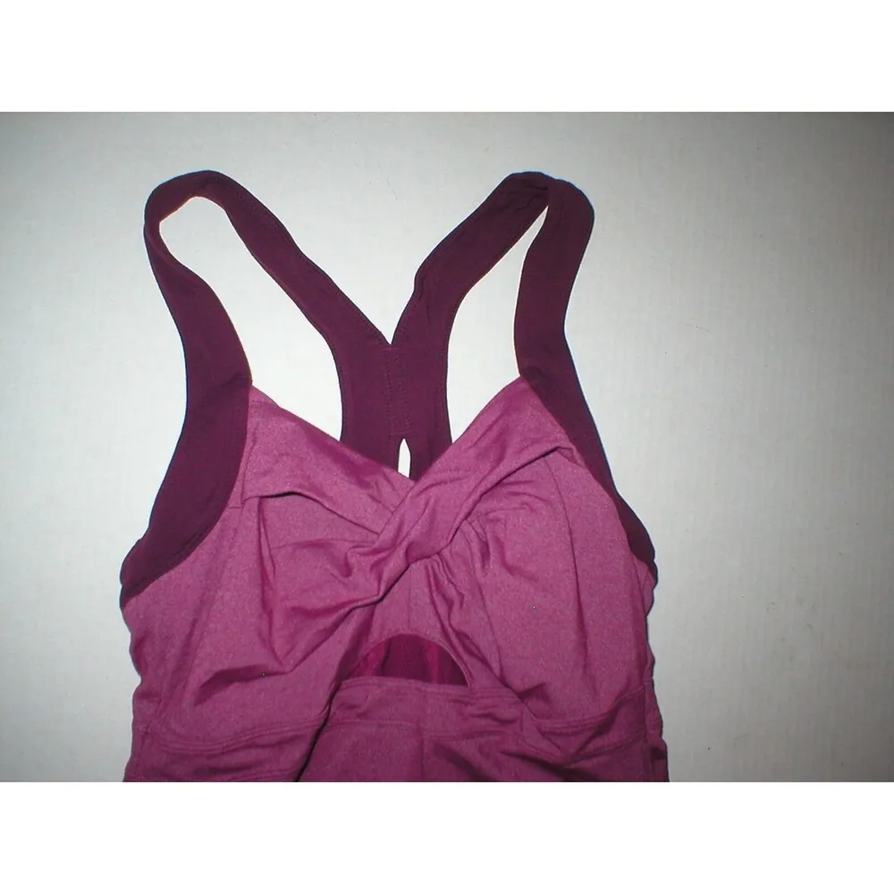 Womens Athleta Yoga Pilates Top Bra S Burgundy Purple Tank Jaya Twist Front Pads - Image 5