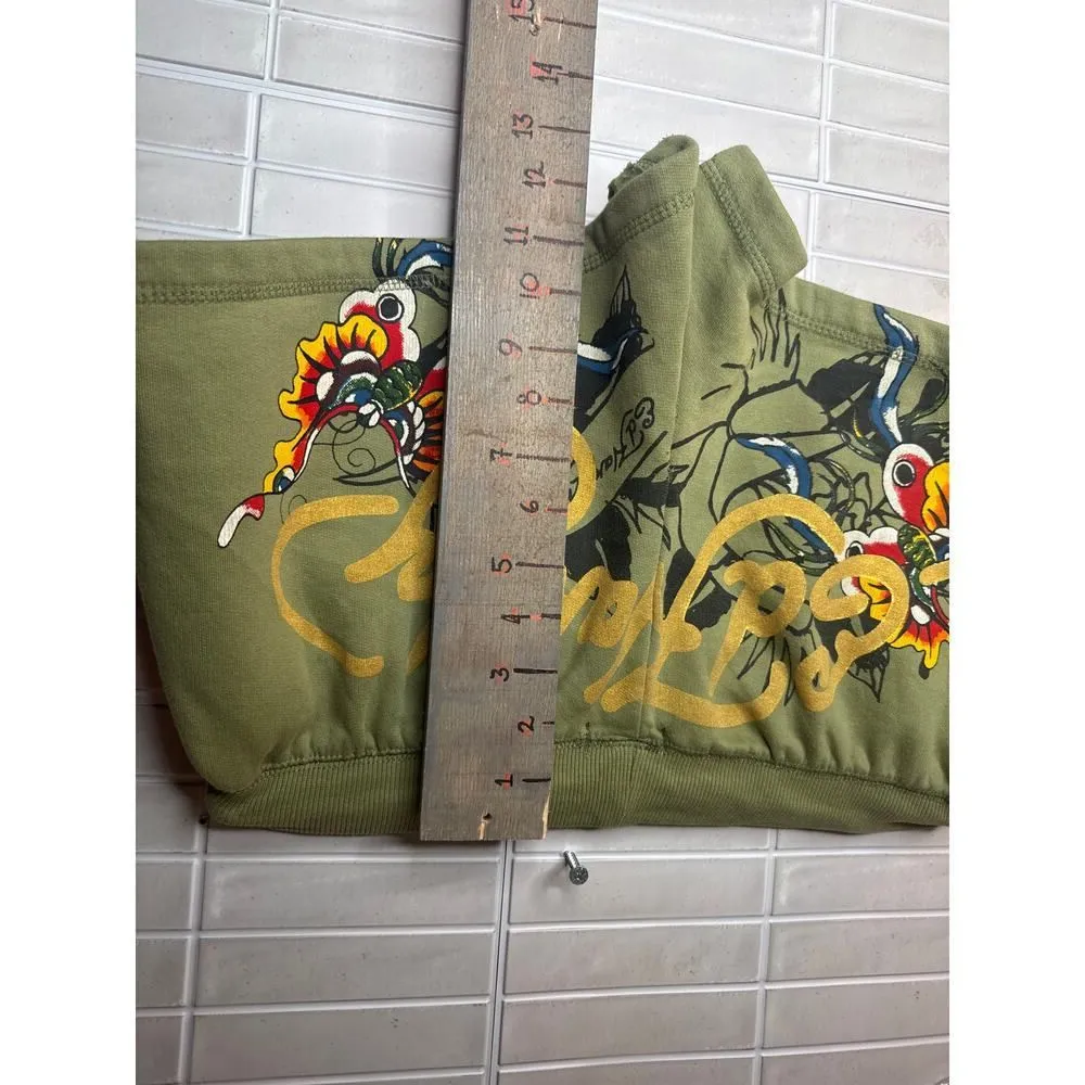 Ed Hardy Women’s Green Graphic Sweat Shorts – Size M, Vintage Y2K Style - Image 4