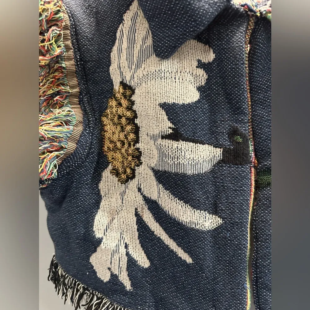 Vintage handmade tapestry floral and bird bolero jacket Blue Size undefined - Image 6