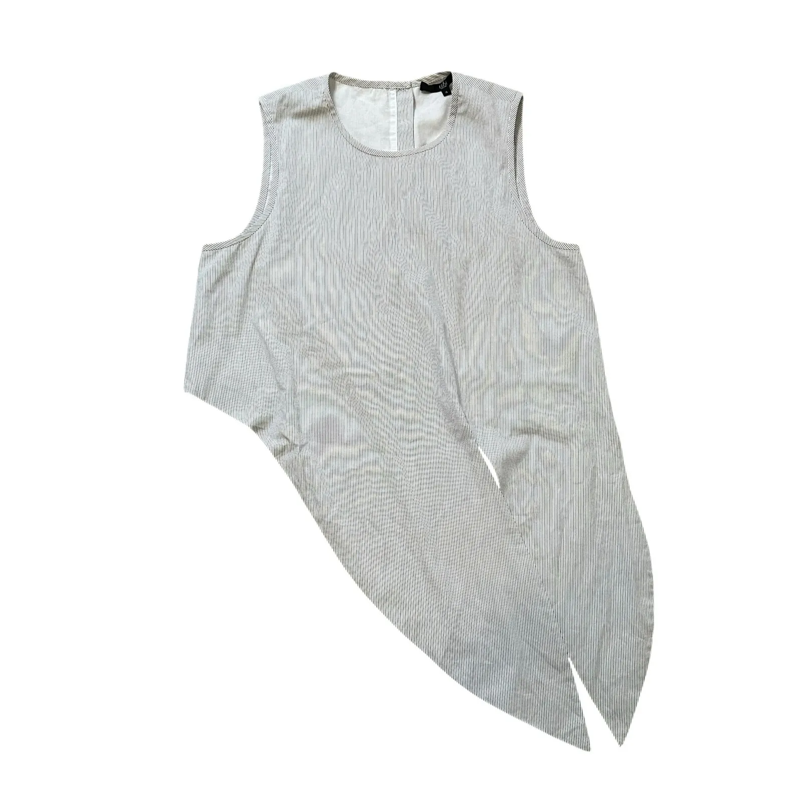 Tibi white pinstripe sleeveless asymmetrical top size 4 - Image 9