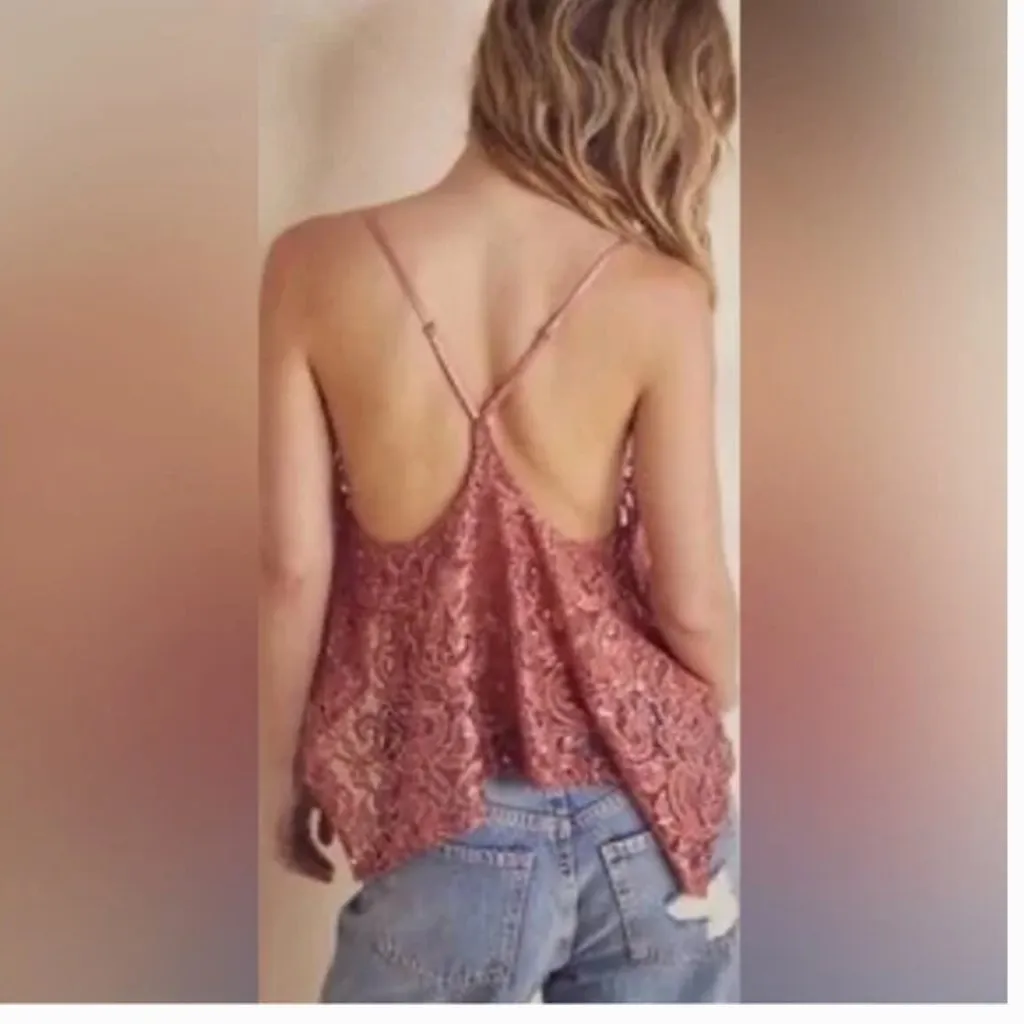 NWOT Free People NWOT Best Idea sequin cami in rose - Image 3