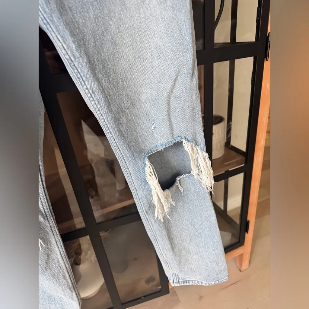 Abercrombie the 90s straight ultra high rise jeans distressed light wash - Image 7