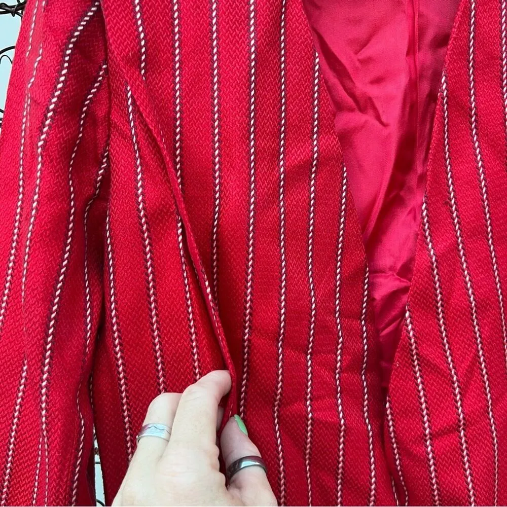 80s 90s Chad Stevens red baseball stitch stripe single button fitted blazer 12 - Image 3