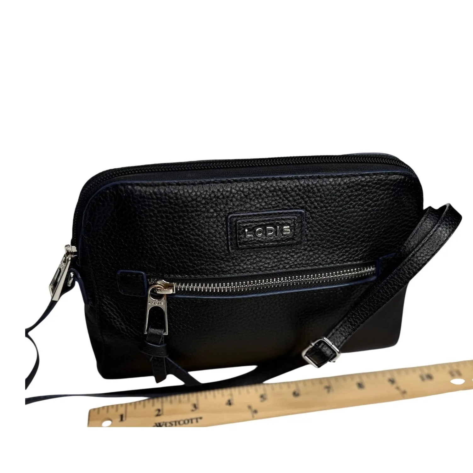 Lodis LEATHER HANDBAG Charlotte Crossbody Purse Women Black Pebbled Zip 10" NWOT - Image 7