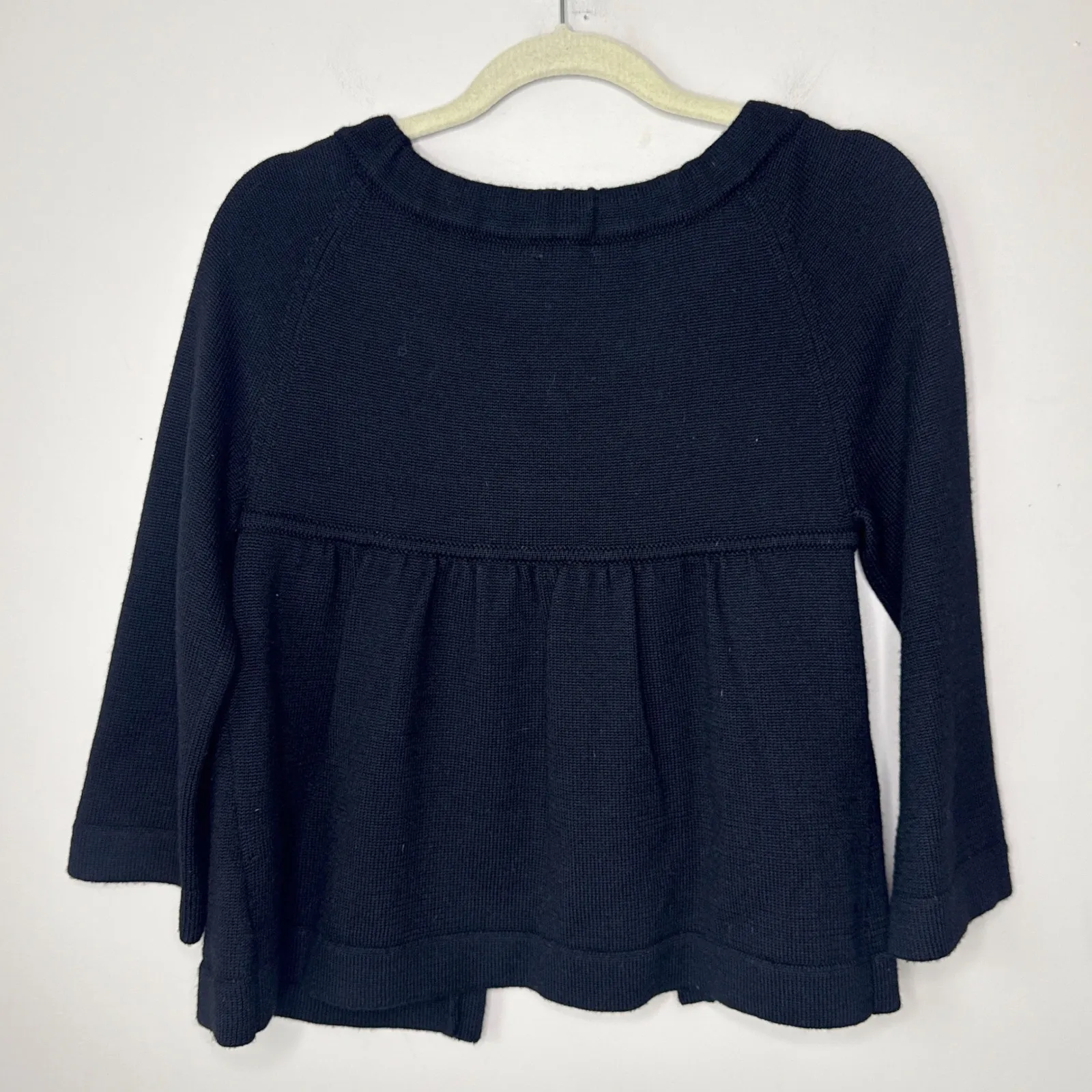 Semantiks Merino Wool Tie Front Knit Cardigan Sweater Black Womens Medium Winter - Image 3