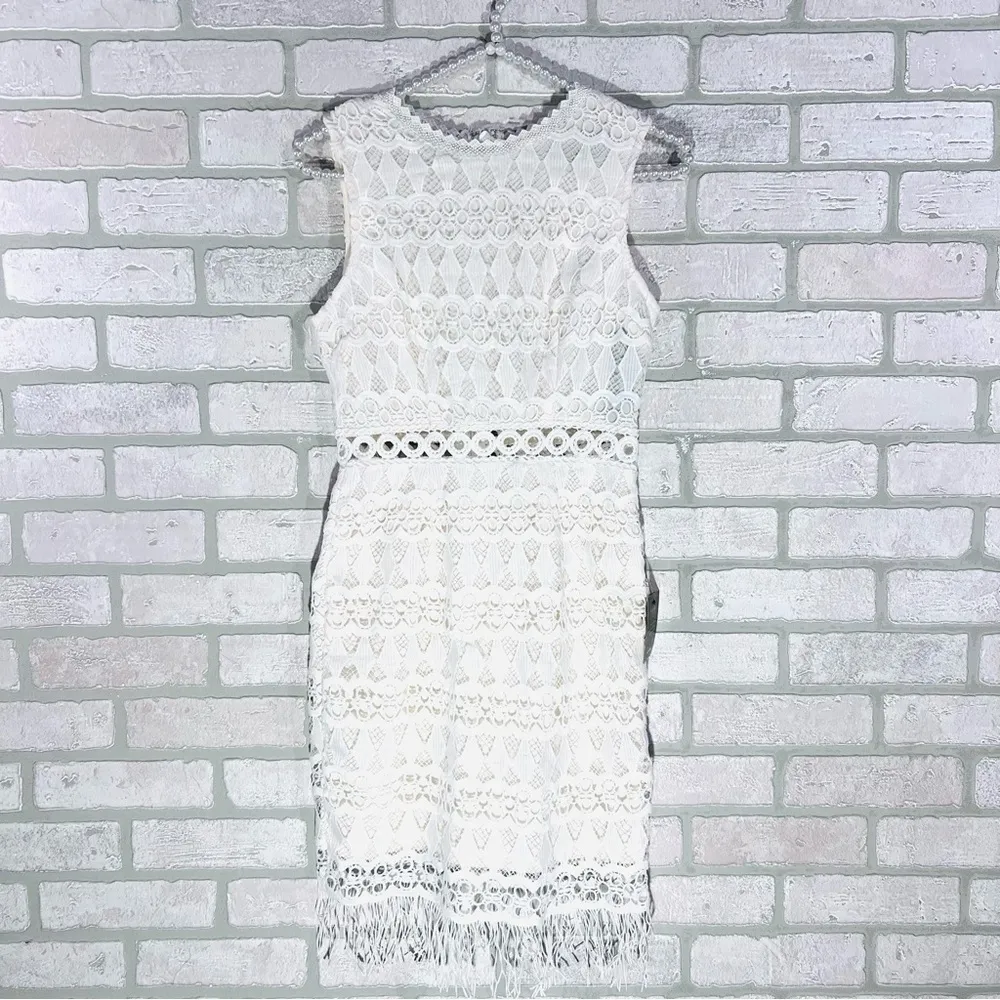 Lulu's NWT Kenna White Crochet Lace Sleeveless Bodycon Dress Size XS - Image 3