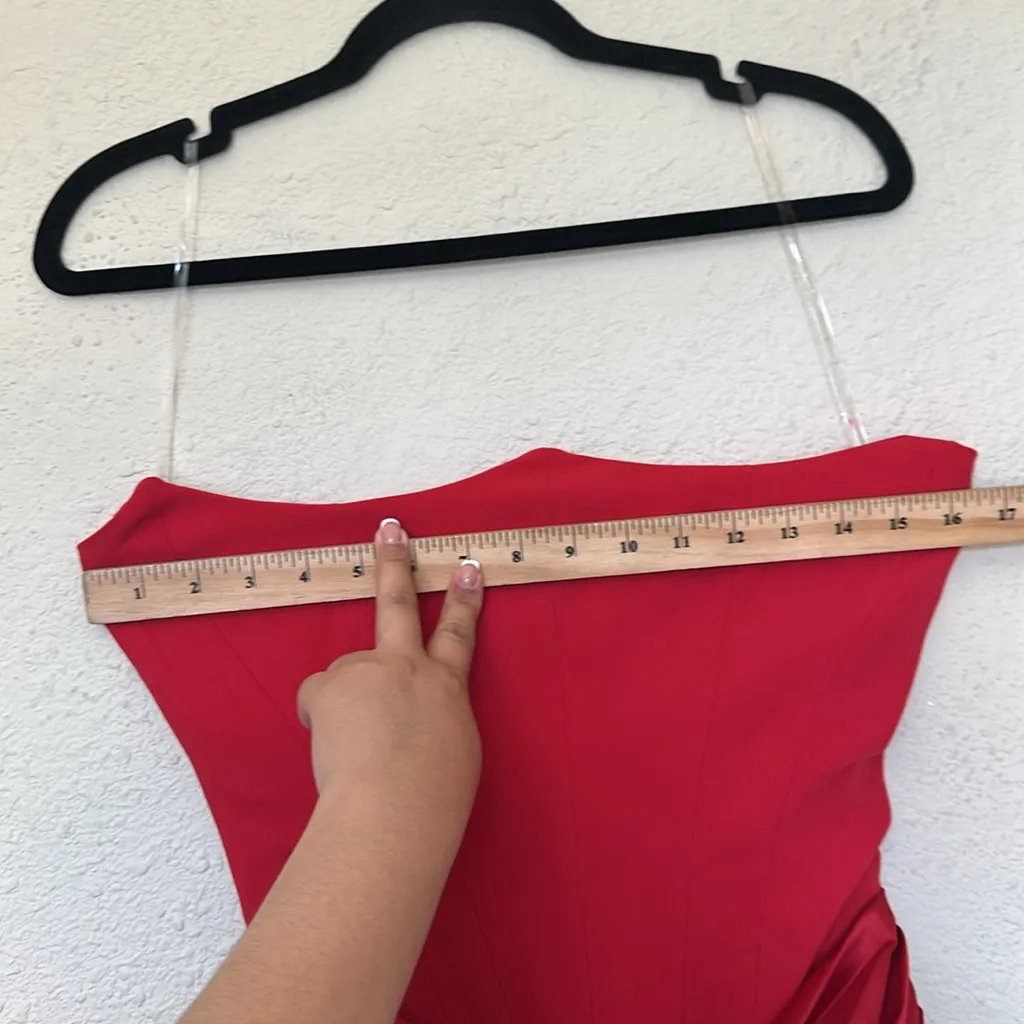 HOUSE OF CB XS‎ D-DD 'Persephone' Scarlet Strapless Corset Maxi Dress NWOT - Image 7