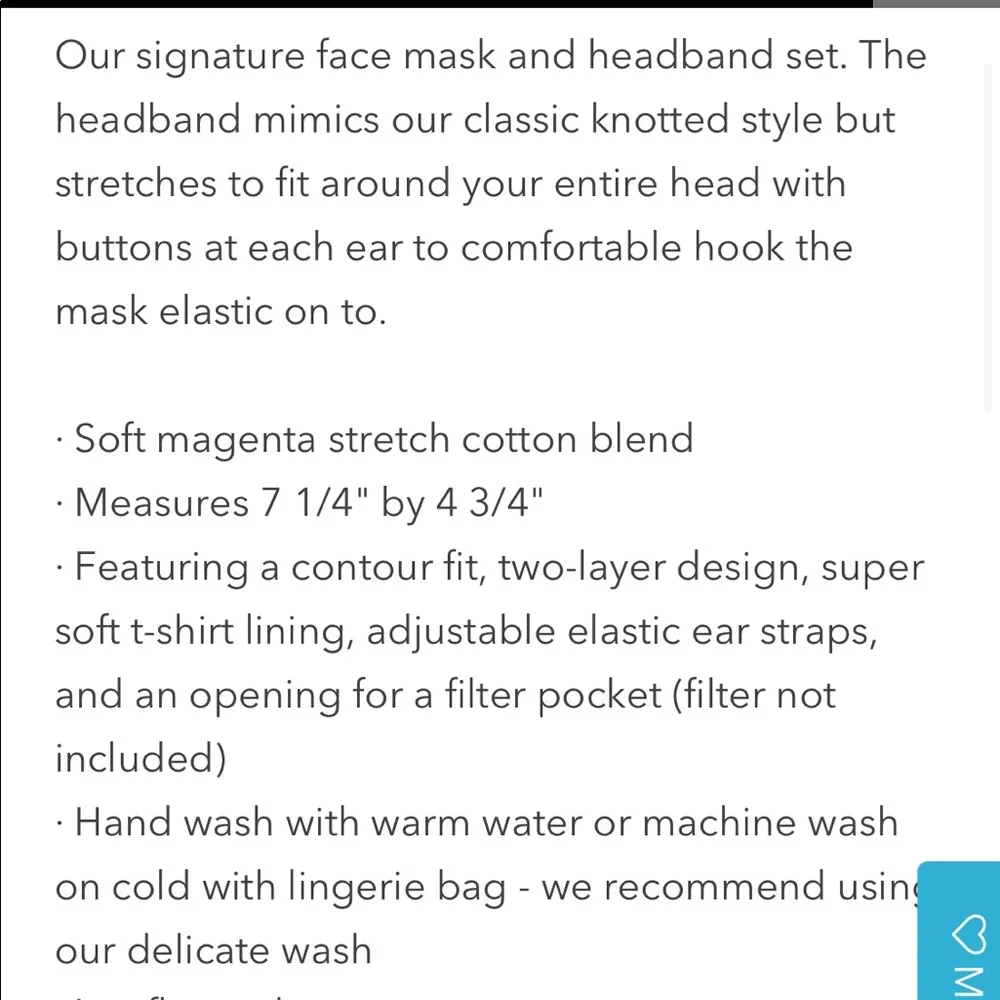 Lele Sadoughi Magenta Face Mask and Headband Matching Set NEW - Image 7