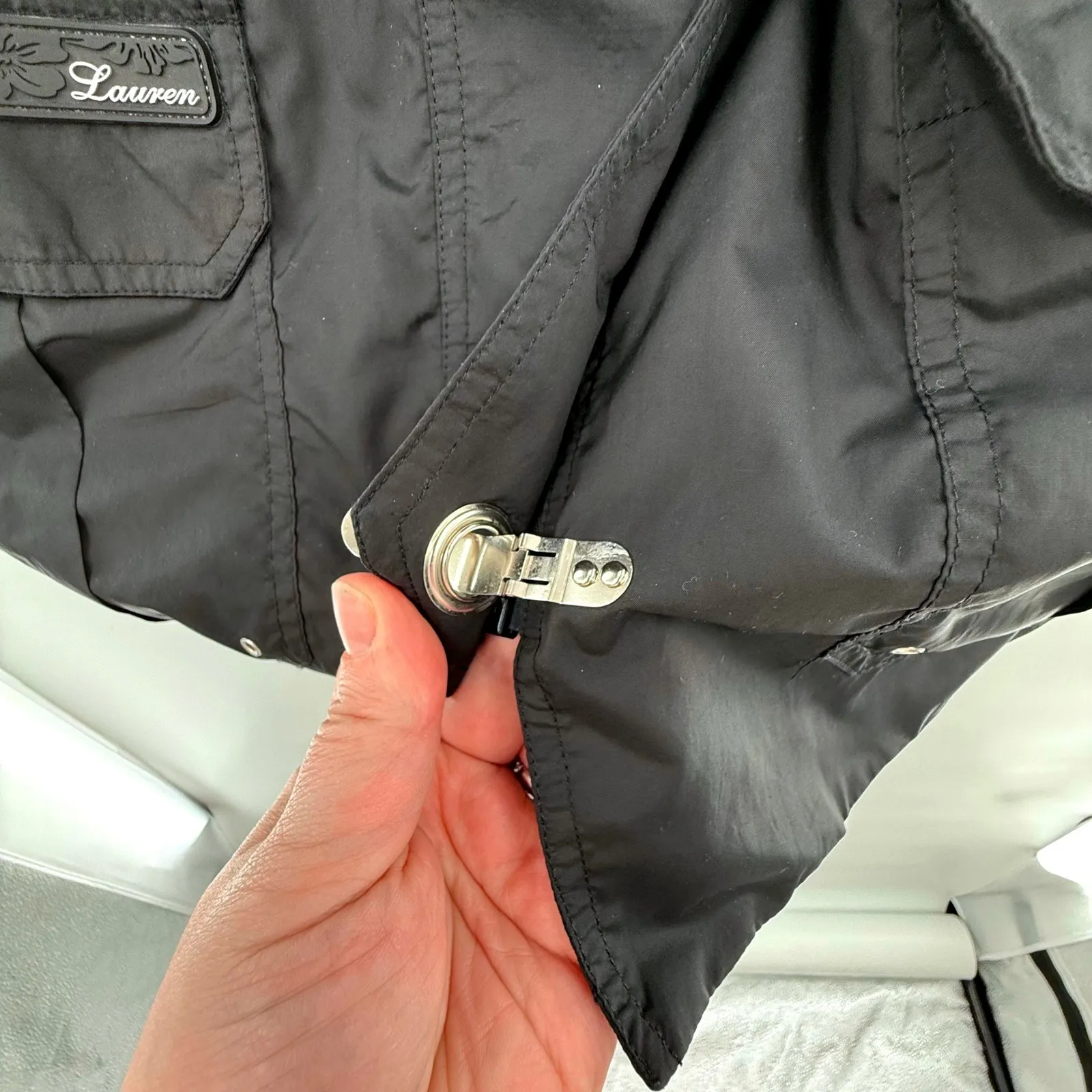 Lauren Ralph Lauren Hooded Utility Jacket Women's Medium Black Toggle Closure - Image 4