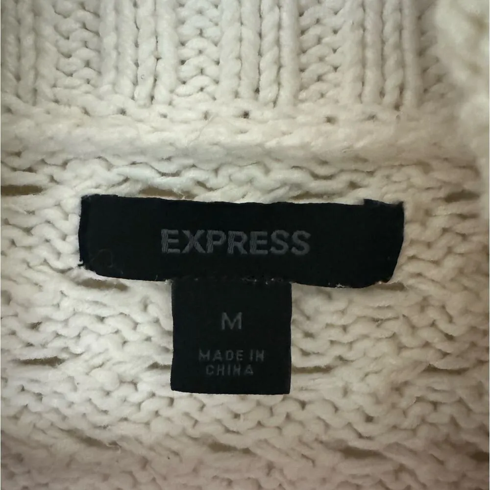 Vintage Express Chunky Cropped Crochet Cardigan‎ Size M Cableknit Cottagegore - Image 3