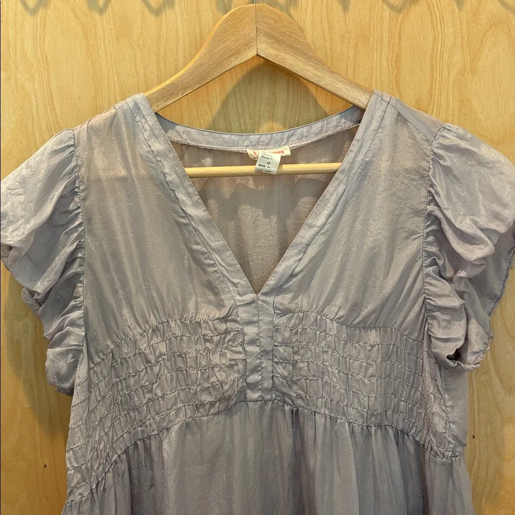 Lucca Babydoll Top 100% Silk Fairycore Purple Ombré Size Medium - Image 3