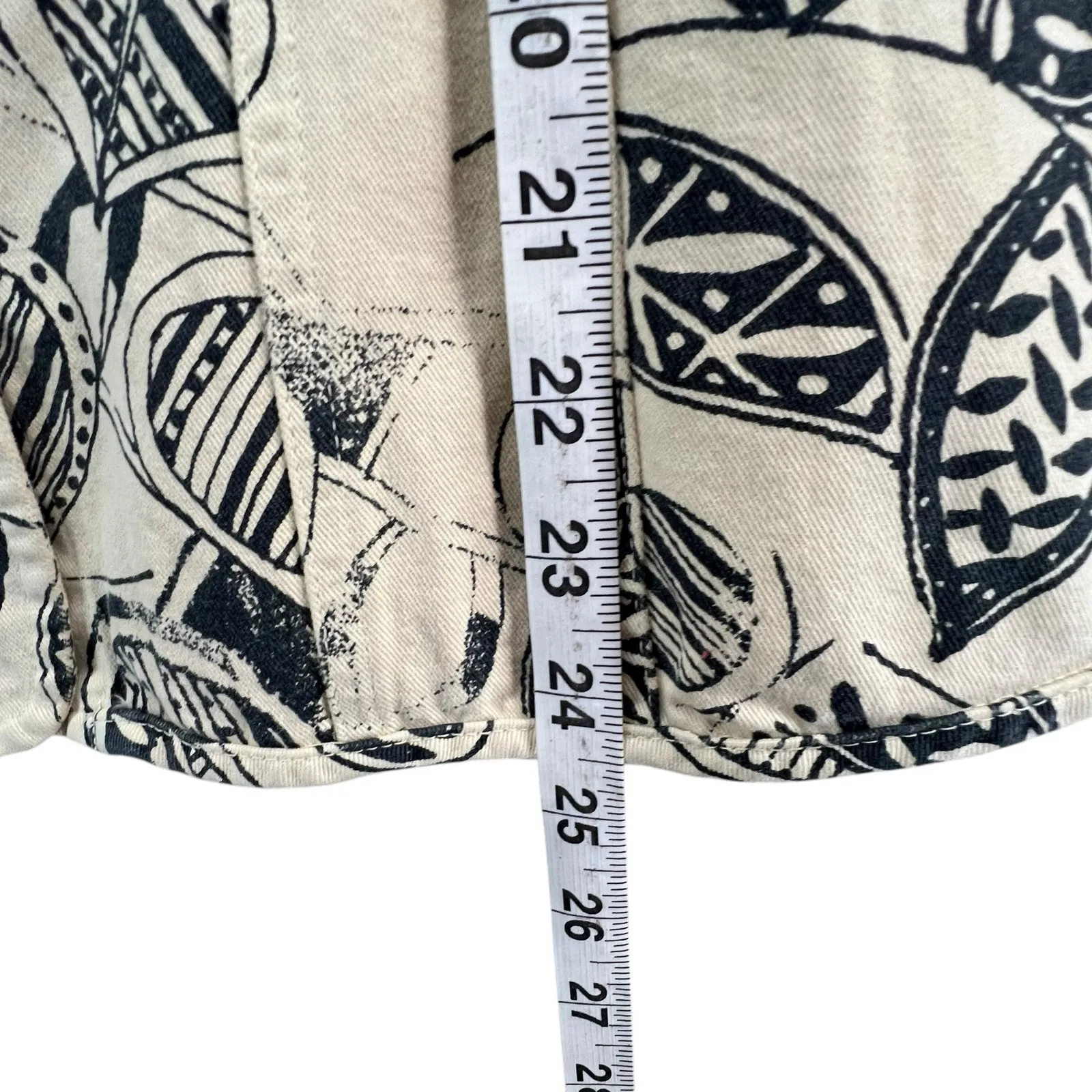 Chicos Shirt Jacket‎ Women L Cream Black Floral Cotton Boho Chic Indie Casual - Image 8