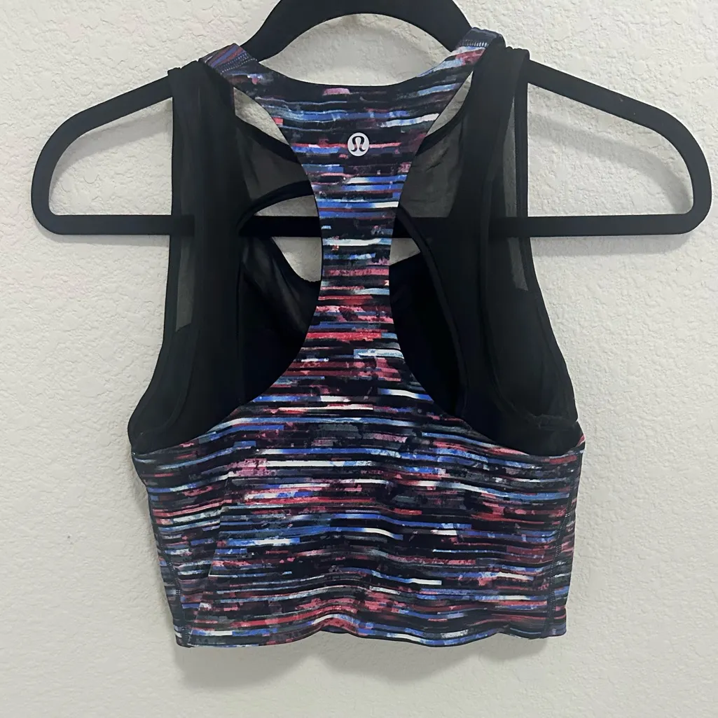 Lululemon Break Free Cropped Layered Tank Top Sports Bra size 6 Multicolor/Black - Image 4