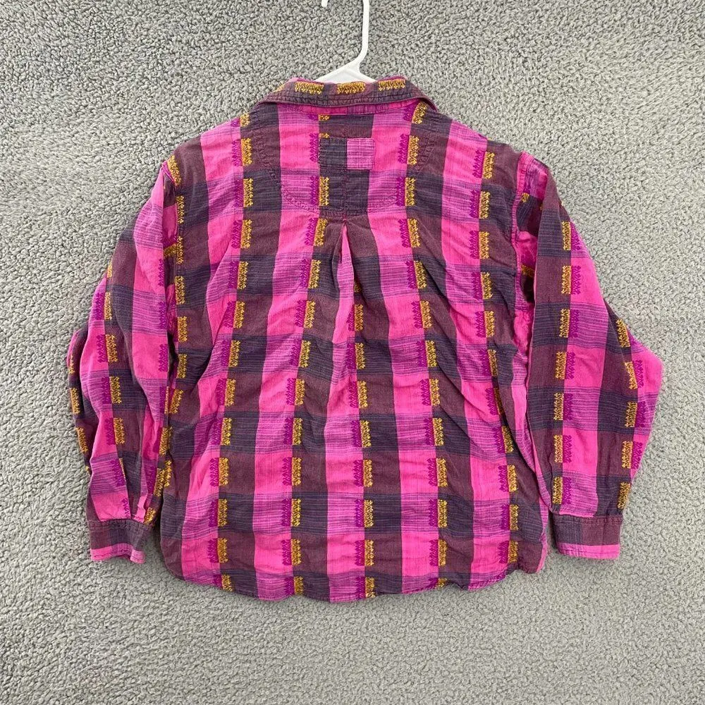 Vintage Jeans Wear Pink Women M Causal Plaid Long‎ Sleeve Button Down Shirt Size M - Image 5