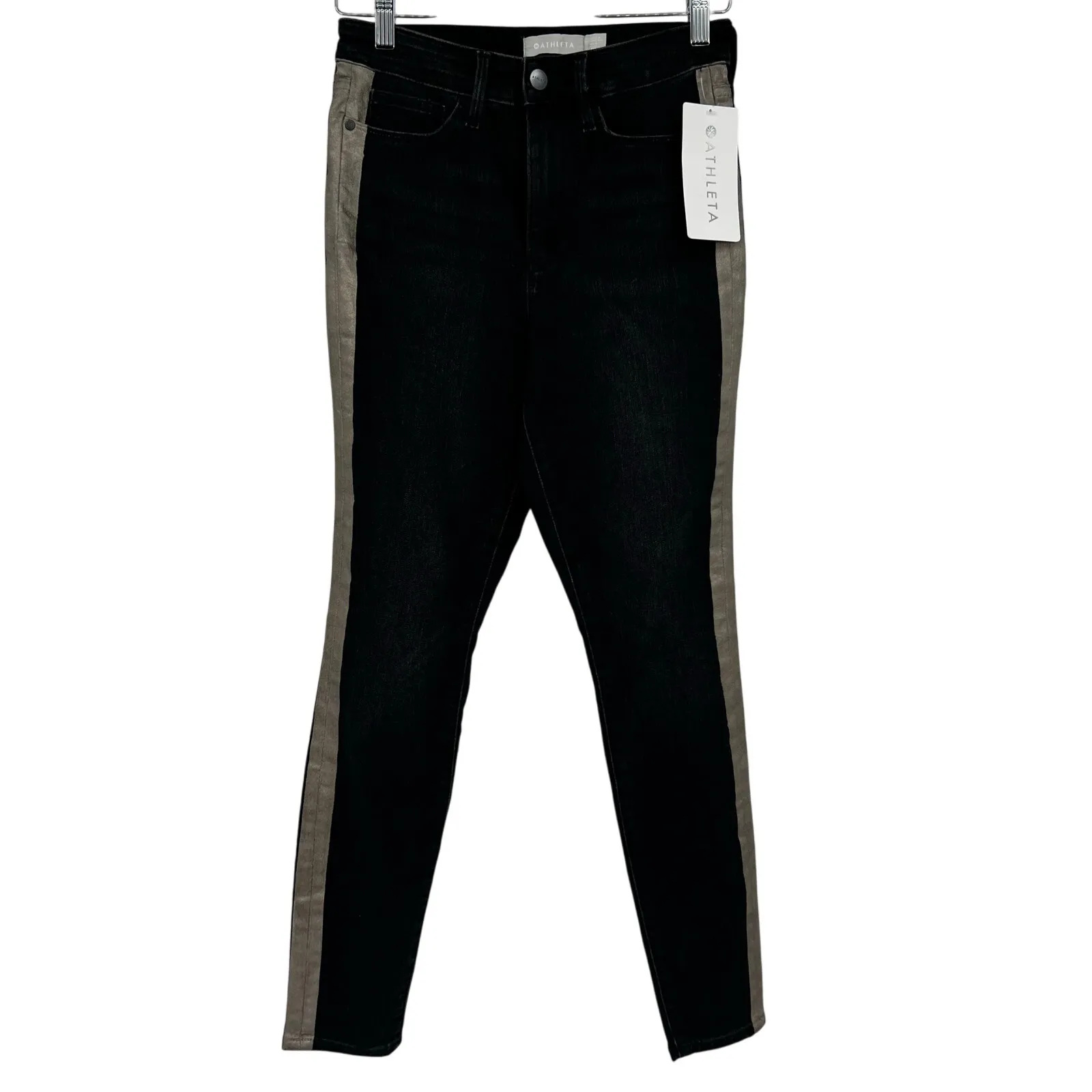 NEW Athleta Sculptek Ultra Skinny Metallic Jean, Carbon Wash sz 4 petite 511143 - Image 2