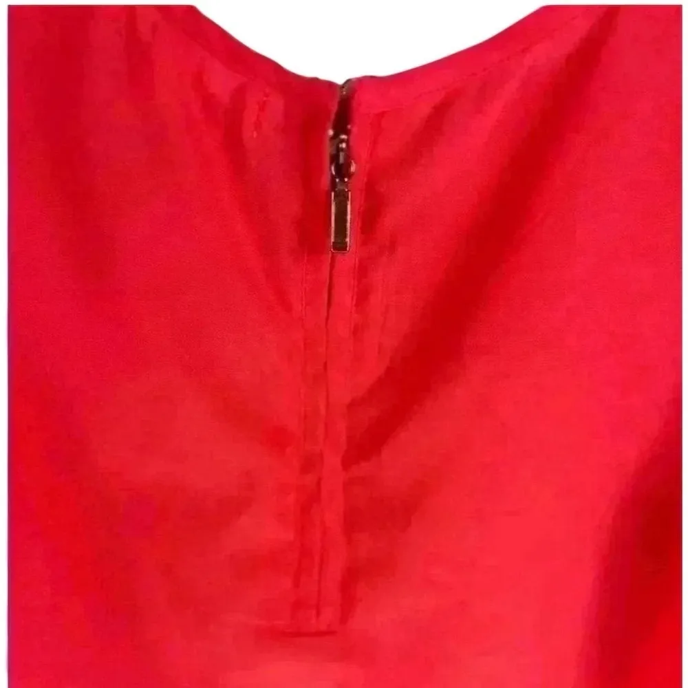 Between Me & You Hot Pink Short Sleeve Blouse w/ Navy Detail small Scalloped Hem - Image 6