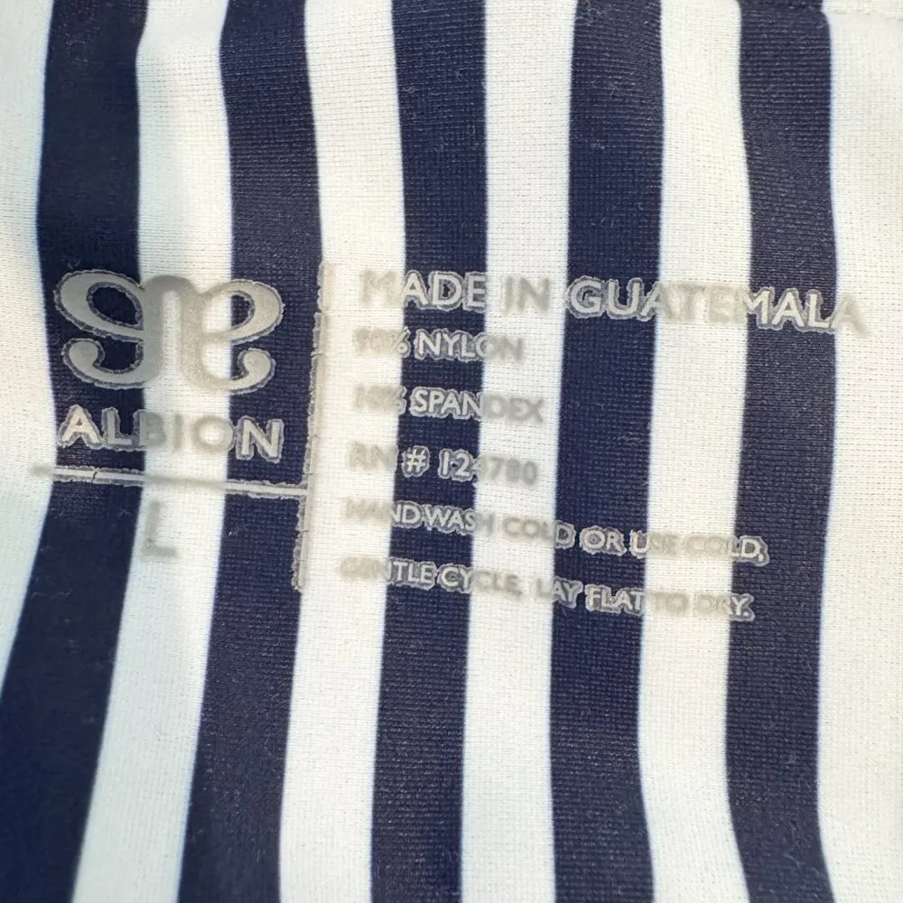 Albion Swim Striped Bikini Weekender Switchback Set Pana Blue Bathing Suit Large - Image 6