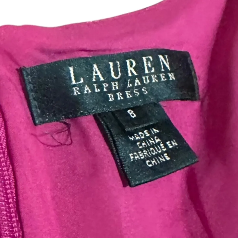 Lauren Ralph Lauren Pink Fuchsia Sleeveless Paisley Print Dress A-Line Size 8 - Image 11