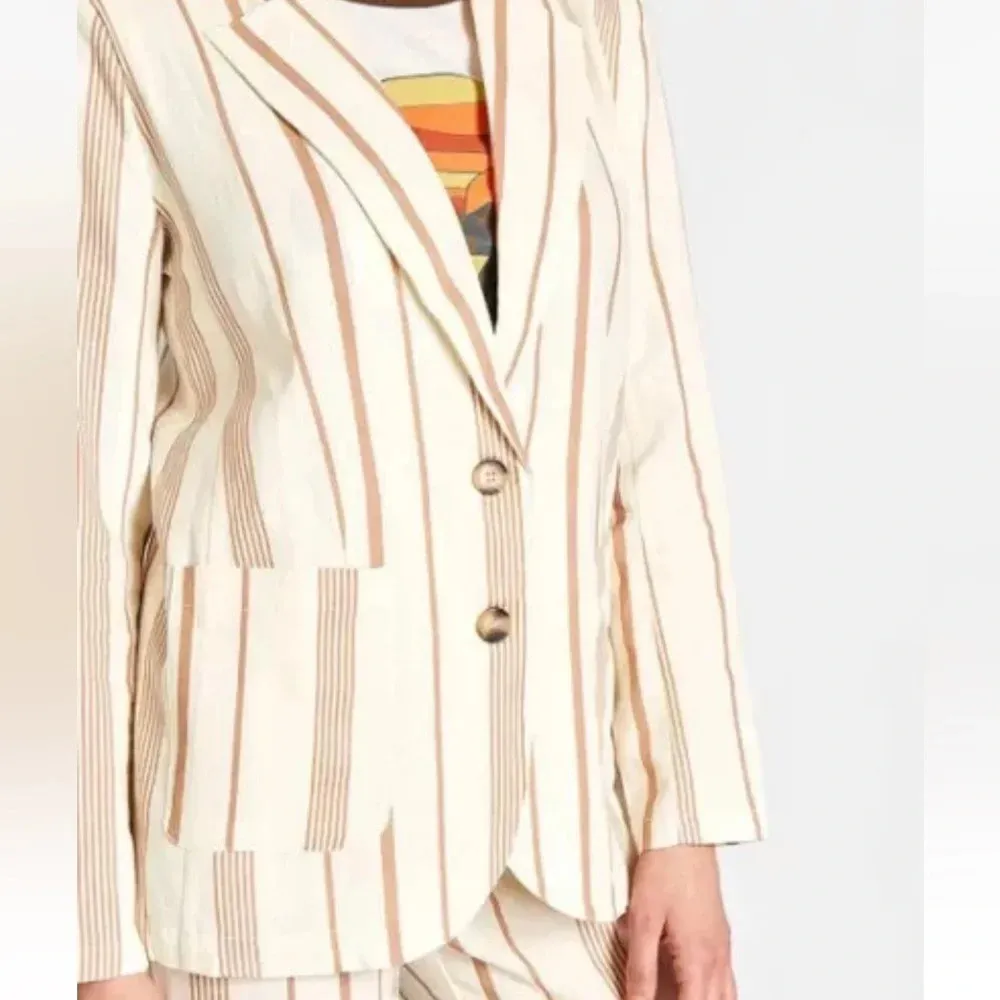 Modcloth  New Opportunity Linen-Blend Blazer Jacket Stripes  Plus Size 4X NWT - Image 3