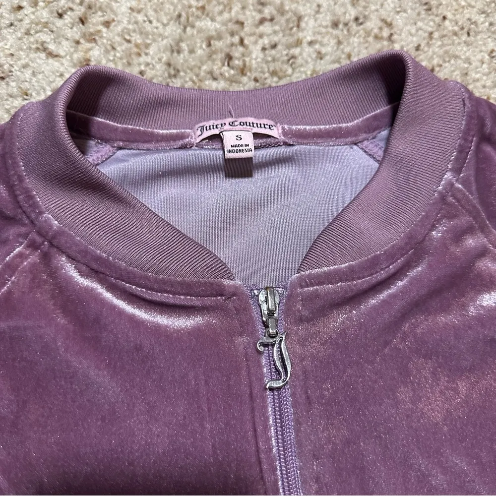 Juicy Couture Shimmery Purple Velour Zip Bomber - Image 2