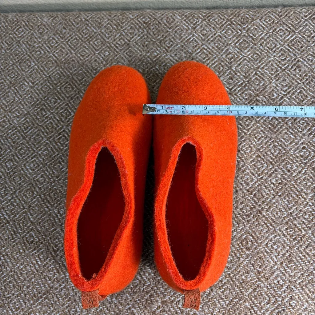 Woollyes Handmade 100% Wool felted Slipper In Orange Sz 42 Durable Comfort Cozy - Image 9