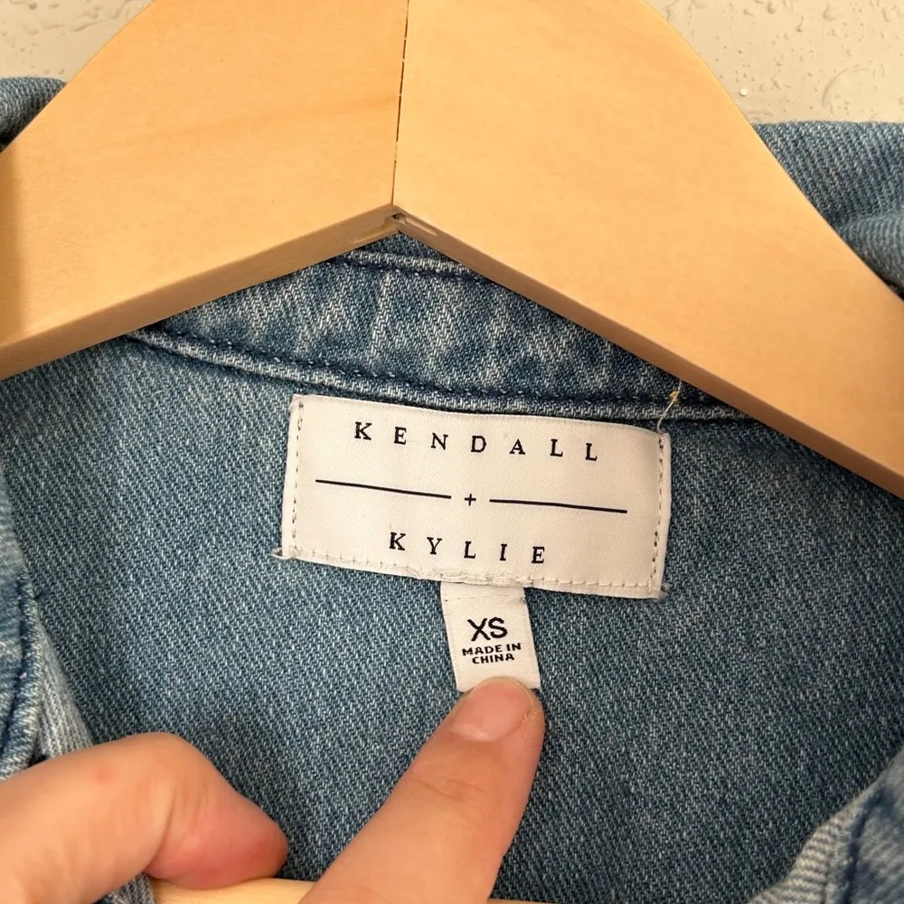 Kendall + Kylie Denim Jean Button Down Short Sleeve Dress Casual 90s Fall XS - Image 2