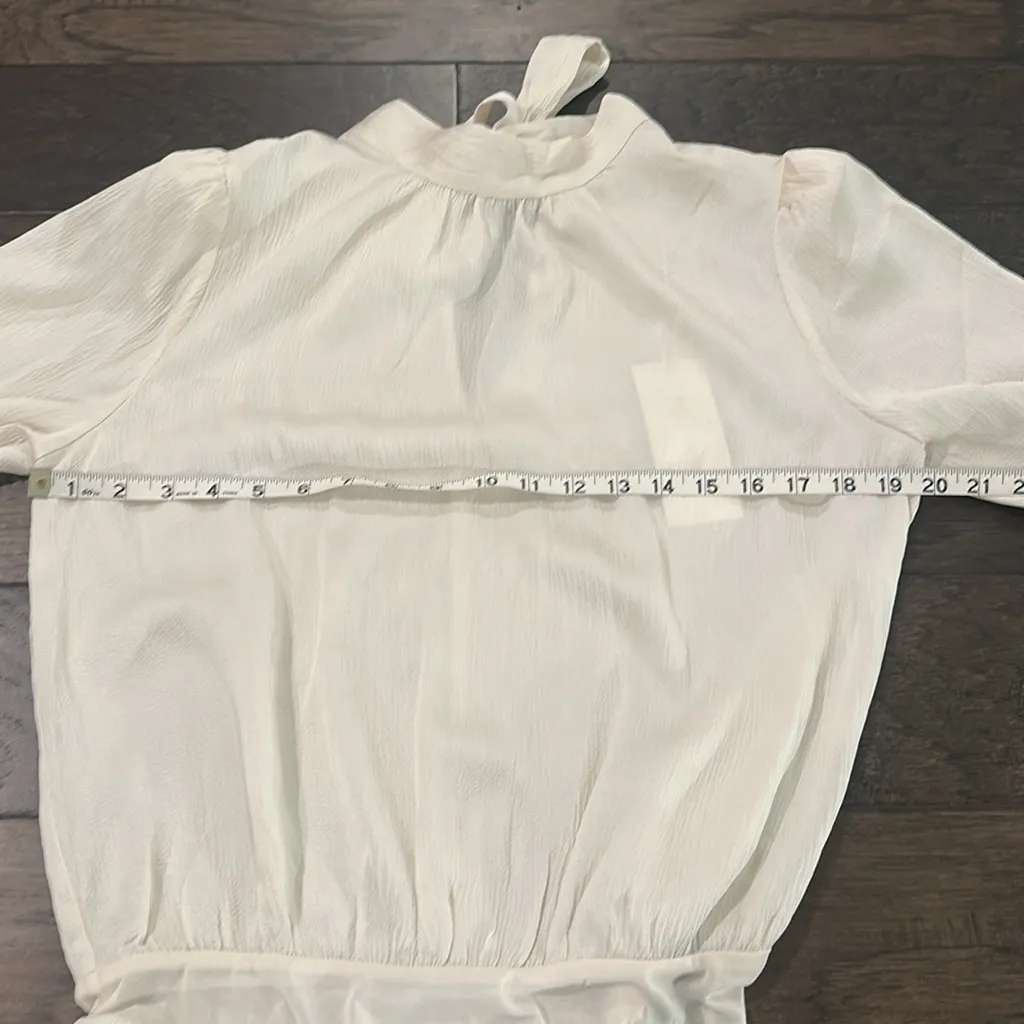 NWT Lush Cream Satin Tie Neck Bodysuit Sz L - Image 5