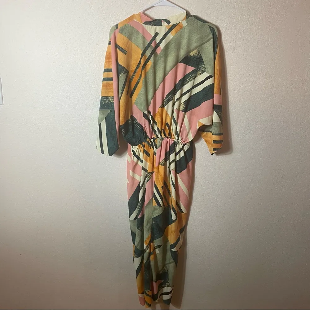 Entro Vintage Resort Abstract Midi Dress Size M Vacation‎ Cruise Tropical - Image 10