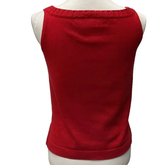 Liz‎ Claiborne Lizsport Pettite Sleeveless Sweater Top Size SP Red Cozy Knit - Image 5