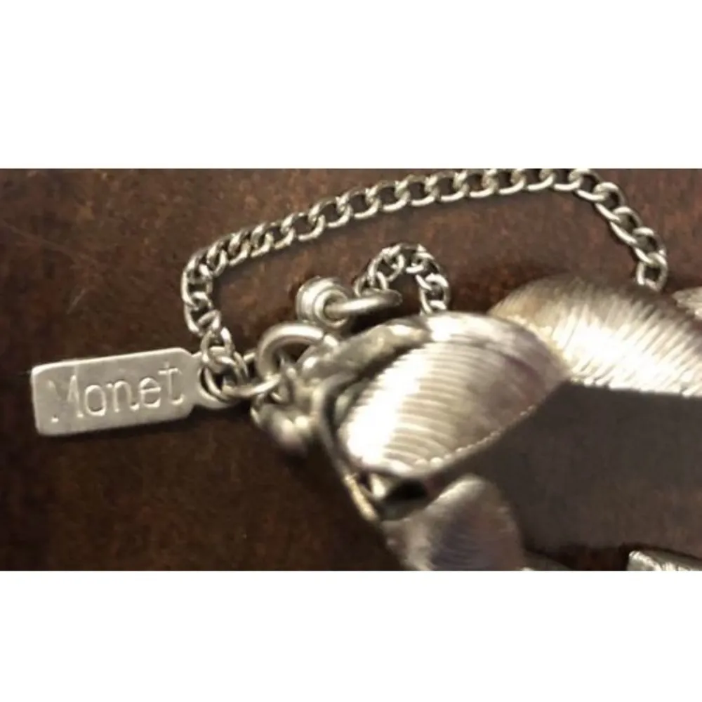 Vintage 1950s MONET SilverTone Curb Chain Bracelet - Image 8