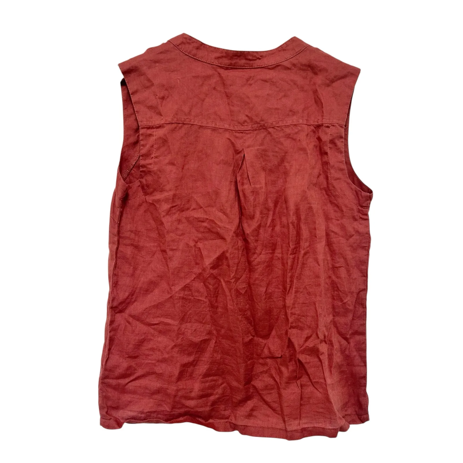 Garnet Hill 100% Linen Split Neck Tank Top Sz 4 - Image 3