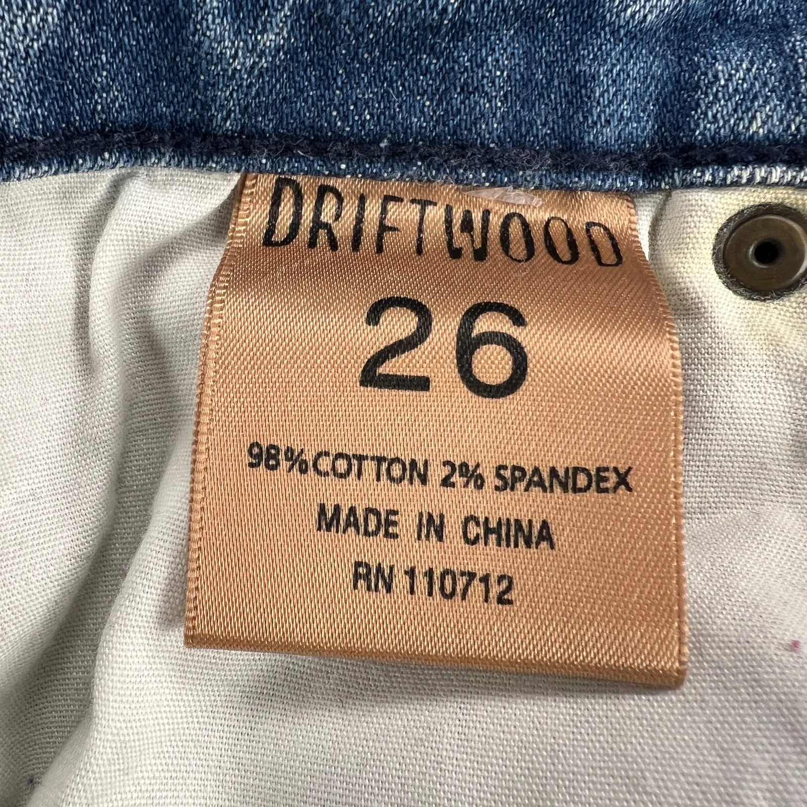 Driftwood Jackie Crop Embroidered Floral Cuffed Jeans Medium Wash Size 26 - Image 5