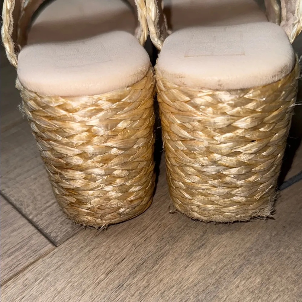 Beach by Matisse Women's Gold Raffia Woven Ocean Avenue Platform Sandals Size 8 - Image 4