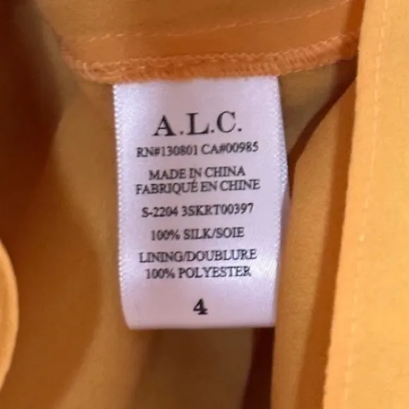 A.L.C. 100% Silk Yellow Skater Mini Skirt with Ruffled Tiers Size 4 - Image 5