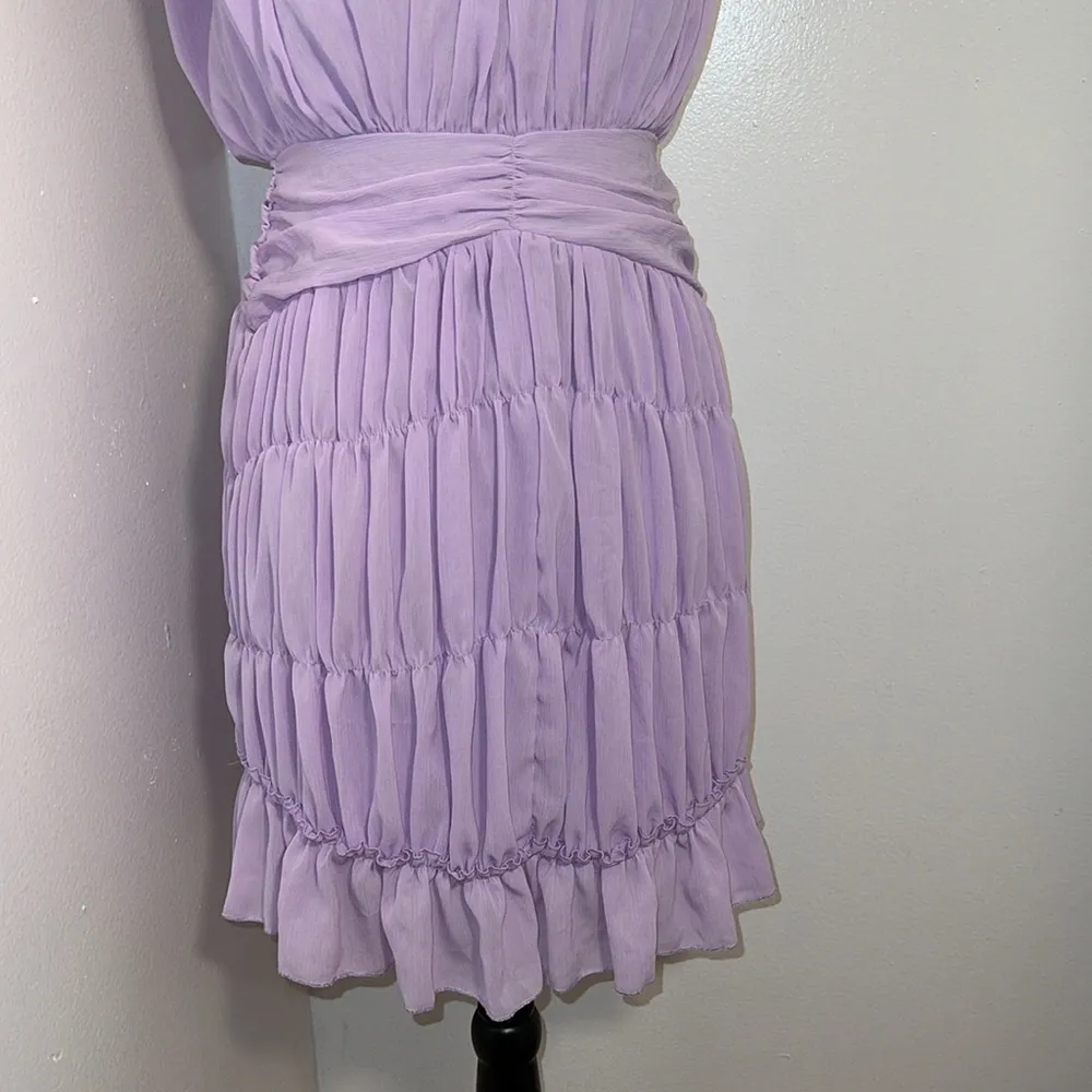 Nastygal Shirred Skirt w/ High Neck Chiffon Mini Dress - Image 8