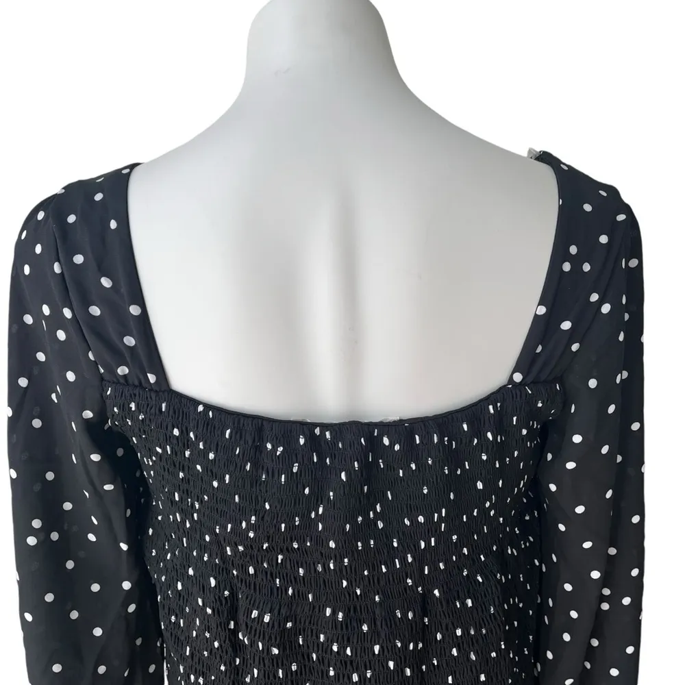 Nordstrom Row A Polka Dot Smocked Long Sleeve Mini Dress, Sz M - Image 13