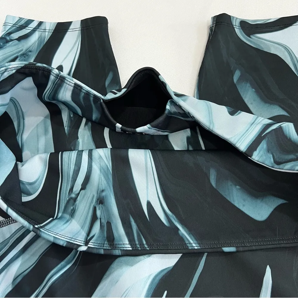 SPANX Booty Boost 7/8 Printed Marble Leggings Pants Teal Blue Size 1X Plus Size - Image 5