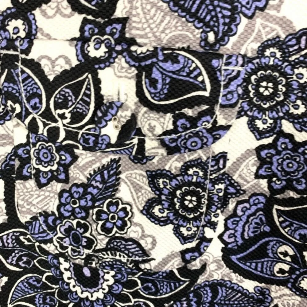 LOFT Skirt Floral Paisley Black Blue White Skirt Sz 10 - Image 3