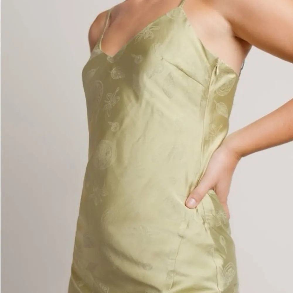 Isalis fruit salad satin high slit midi dress in green - Image 2