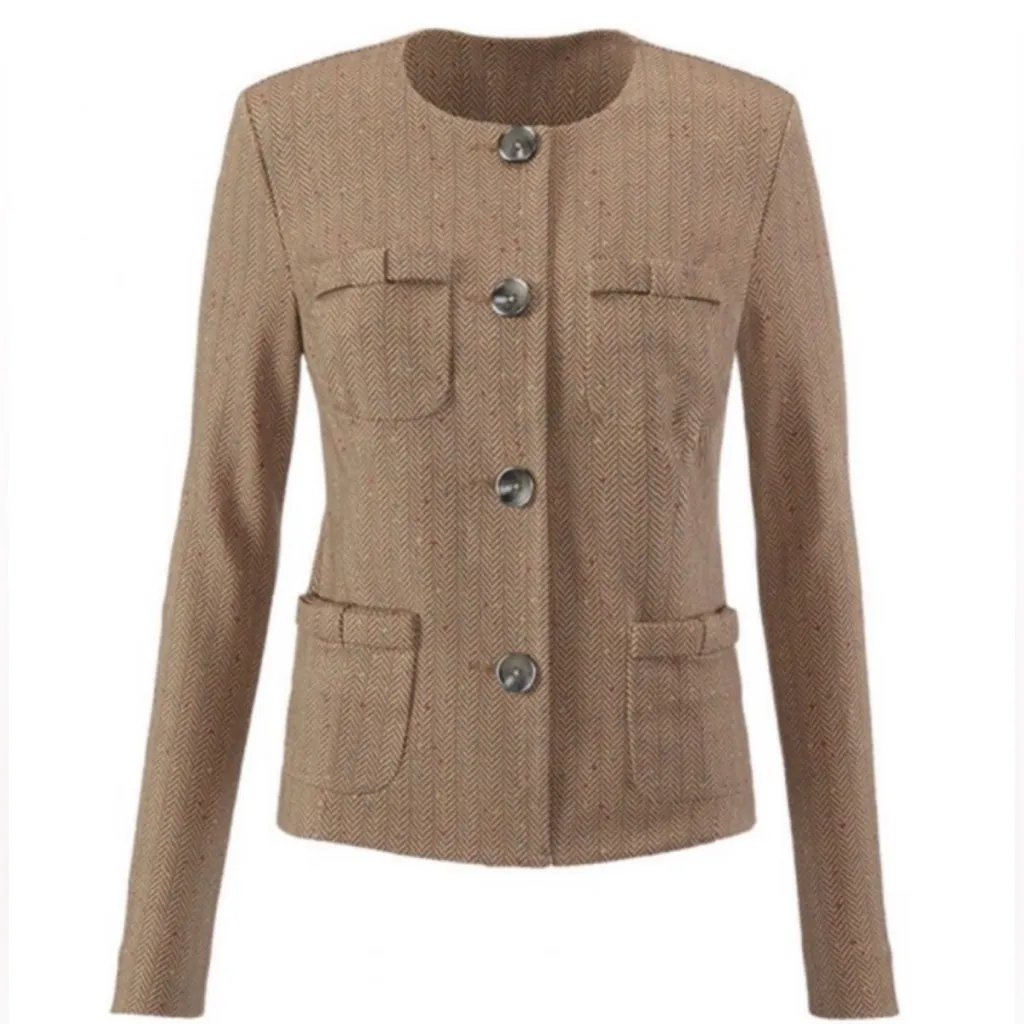 CAbi 3170 Women's Size M Penny Blazer Jacket Herringbone Fleck English Country‎ - Image 2