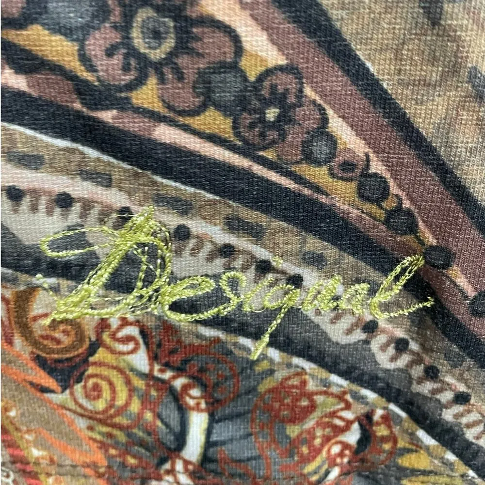 Desigual Mocha Brown Geo-Floral Print Sleeveless Dress Large - Image 7