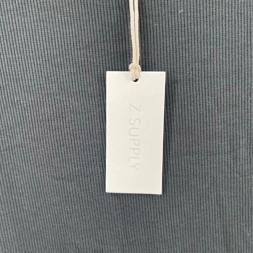 Z SUPPLY Dress Medium Gray Ribbed Bodycon Selah Eco Knit Rib Mini Casual NWT - Image 3