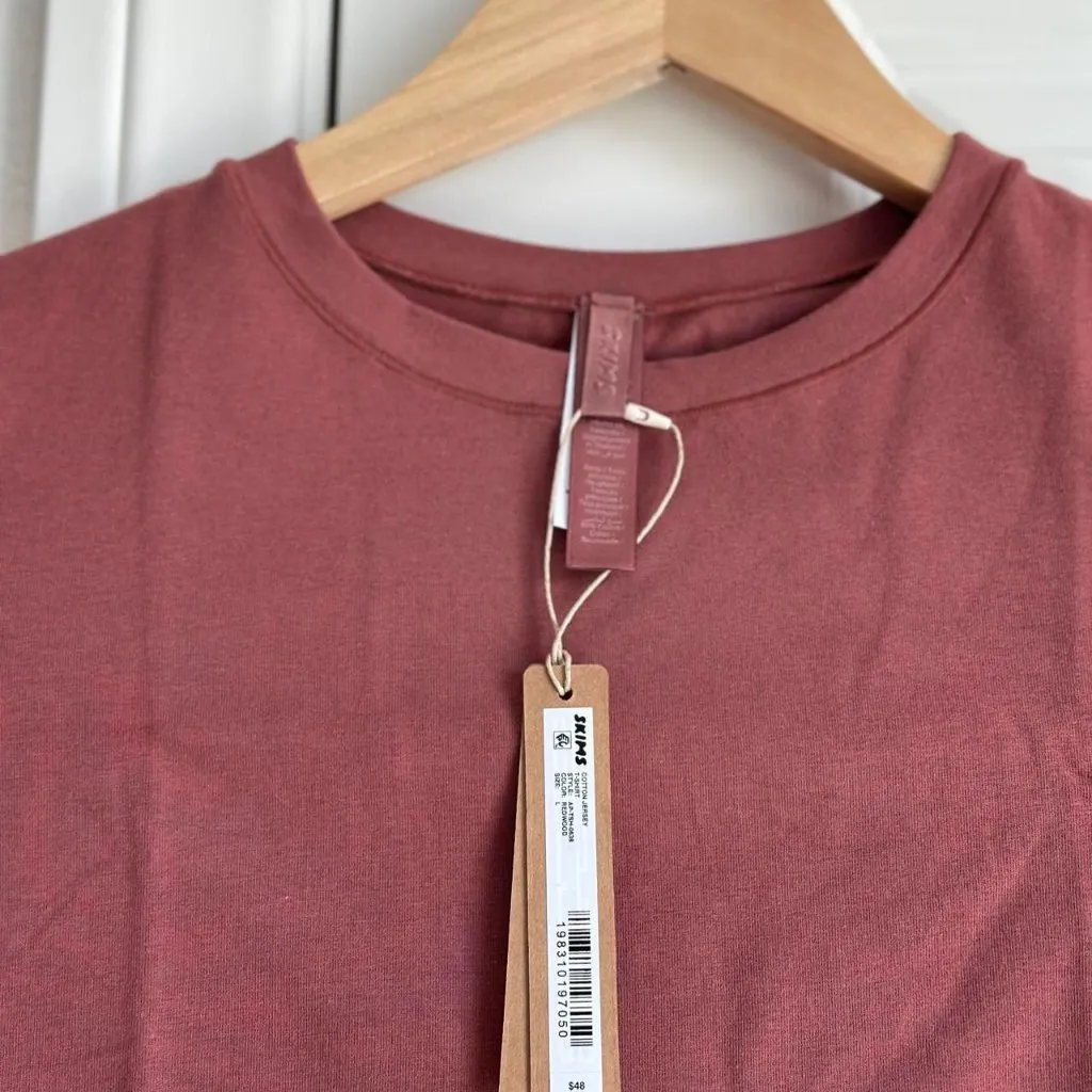 Skims Cotton Jersey T-Shirt in Redwood, Size Large - Image 7