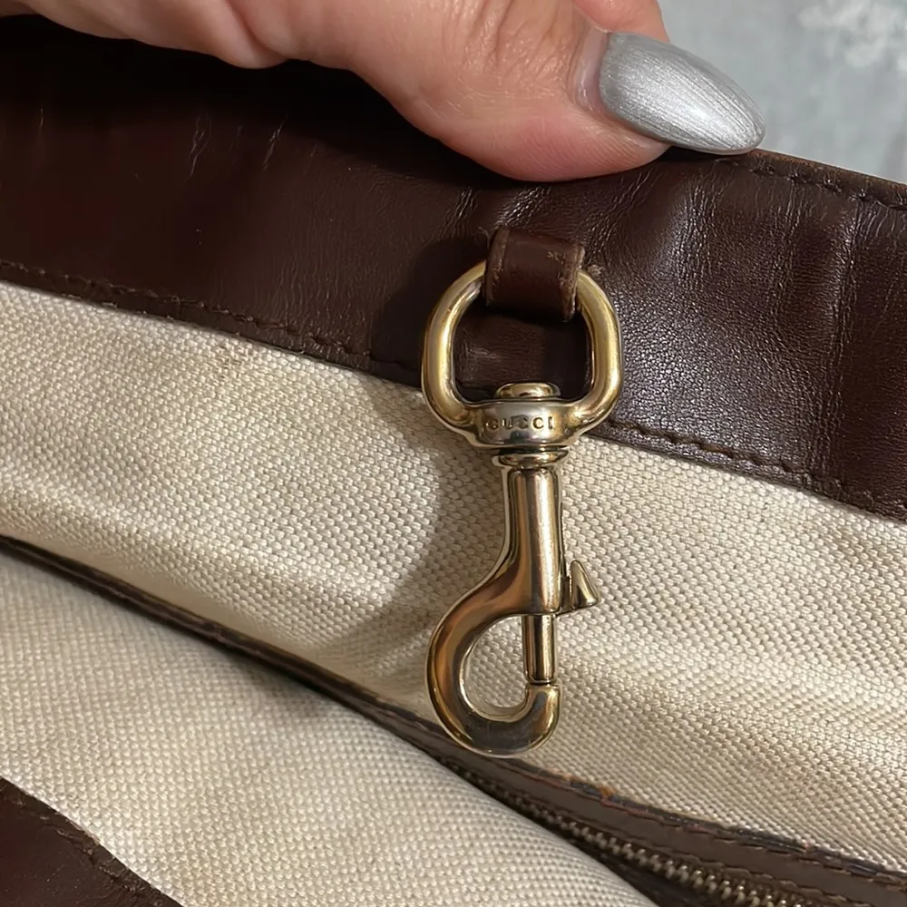 GUCCI Vintage Tote Bag  247209 Diamante Shoulder Bag Brown Leather - Image 13