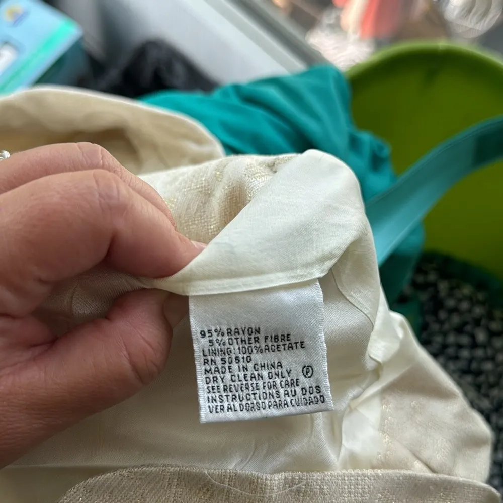 Vintage Le Suit Blazer Skirt Set Cream 16 - Image 8